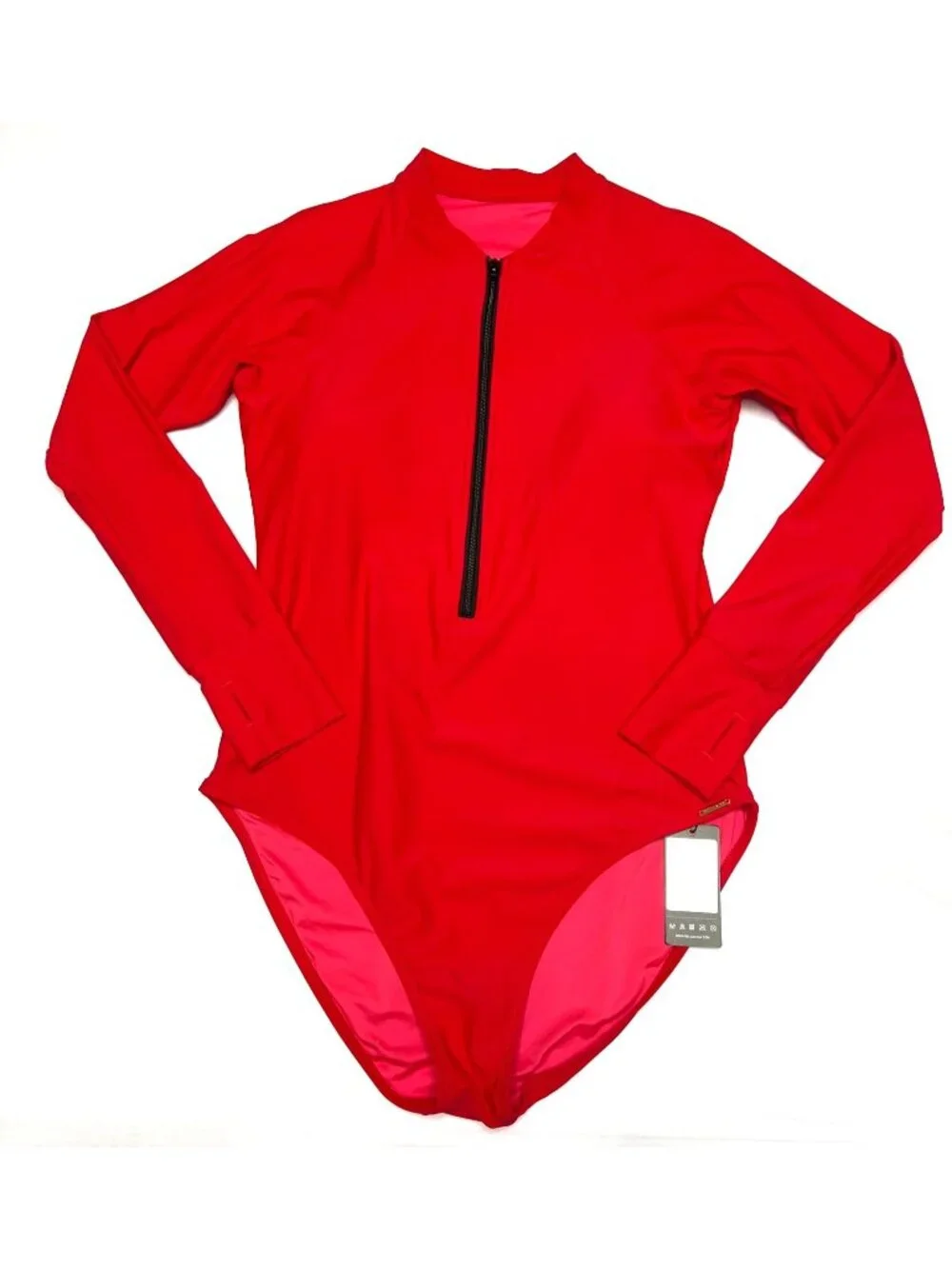 Relleciga Womens One Piece Swimsuit Long Sleeve Rash Guard UV Protection Size L